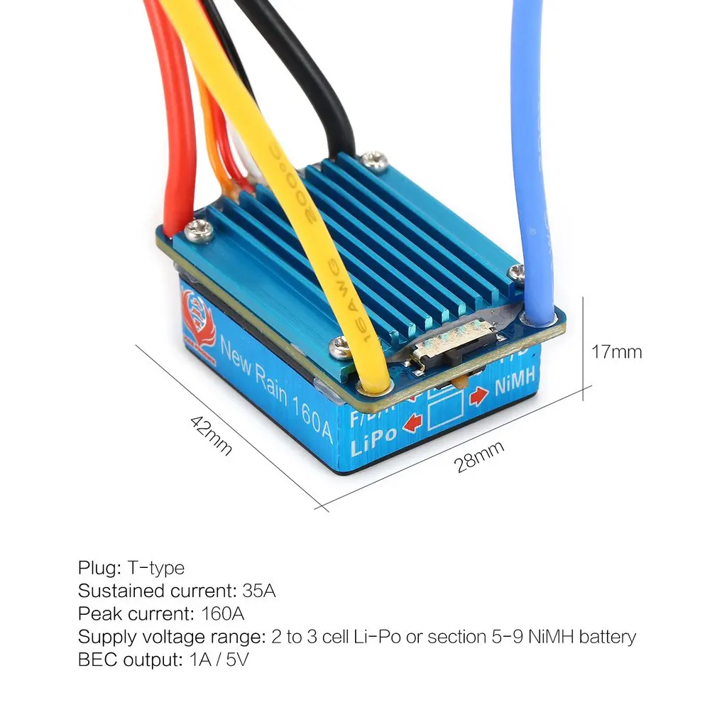 Водонепроницаемый матовый ESC 160A 3S с 5 В 1A BEC T-Plug/XT60 -Plug для радиоуправляемого