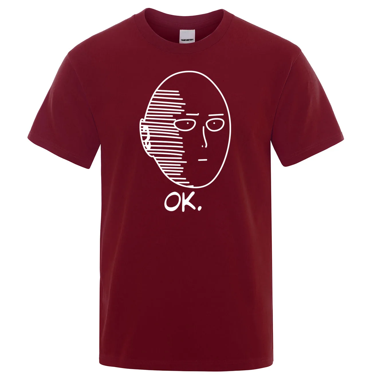 One Punch Man Saitama Sensei Мужская футболка с японским аниме хлопковая футболка Летняя Повседневная футболка с круглым вырезом Мужская Уличная Одежда Harajuku - Цвет: wine red 5