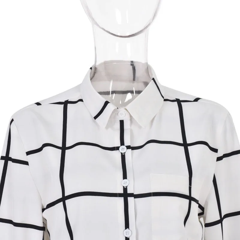 

Office Lady Harajuku Woman Tshirts Turn Down Collar Women T-shirt Striped Long Sleeve Womens Clothing Z0018A