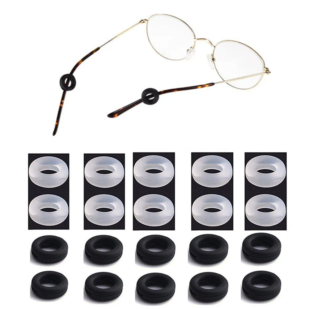 

2021 Hot Sale10 Pairs of Silicone Eyeglasses Temple Tips Sleeve Retainer Anti-Slip Round Comfort Glasses Retainers For Glasses