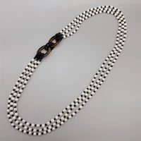 3 strands 7 8mm white freshwater pearls black crystals folisaunique hollowed oval loop onyx long necklace for women girls