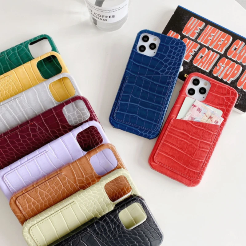 

Luxury Crocodile Texture Card Package Leather Phone Case For iphone 12Pro MAX 11 XS MAX XR 7 8Plus Card Holder Credit Slot Cover