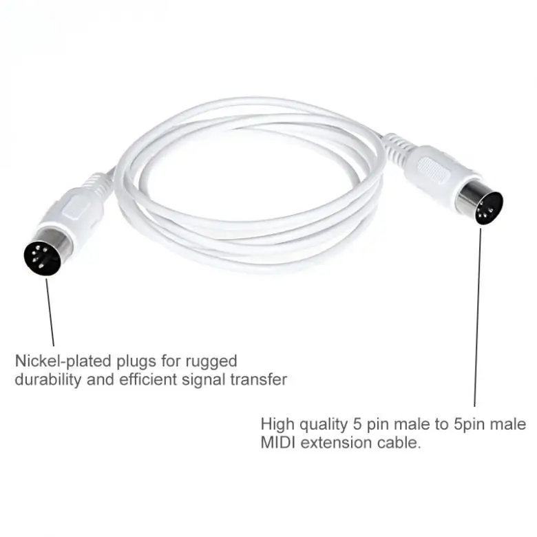 1.5m/4.9ft 3m/9.8ft MIDI Extension Cable 5 Pin Male to 5 Pin Male Electric Piano Keyboard Instrument PC Cable