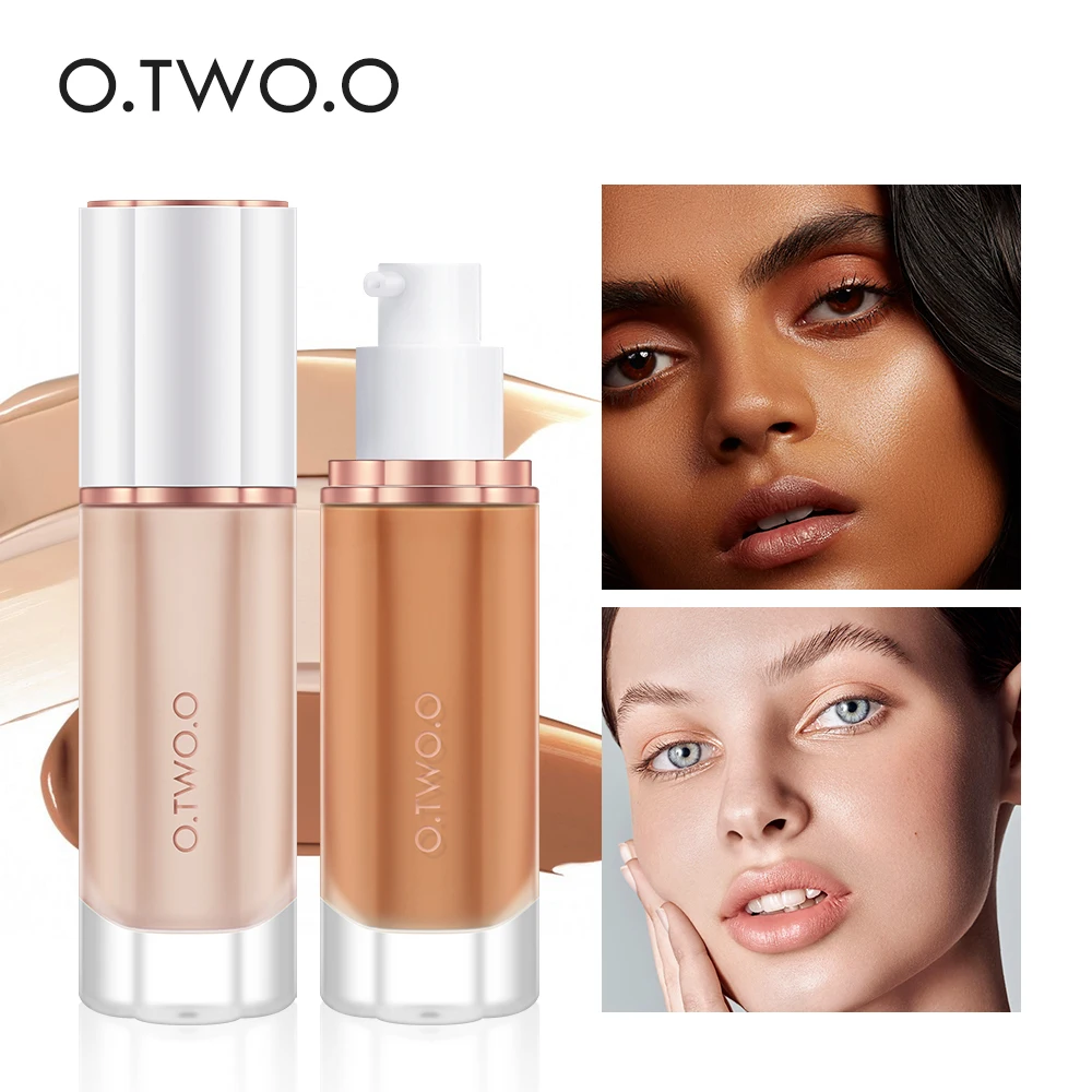 

O.TWO.O Black Foundation Matte Cosmetics For Face Concealer Full Covering Moist Liquid Foundation Natural Whiten Makeup Base