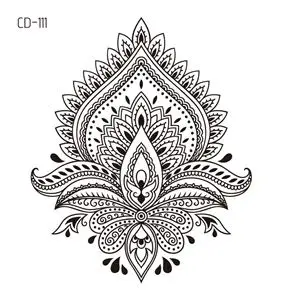 CD-111 Rocooart женские сексуальные хны цветок временные татуировки наклейки Черные Водонепроницаемые поддельные ювелирные изделия татуировки Лотос боди арт татуировки Кружева - Цвет: CD-111