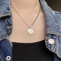 2021 fashion womens geometrical chip pendant collarbone chain necklace character minimal alloy thick chain light womens jewelr