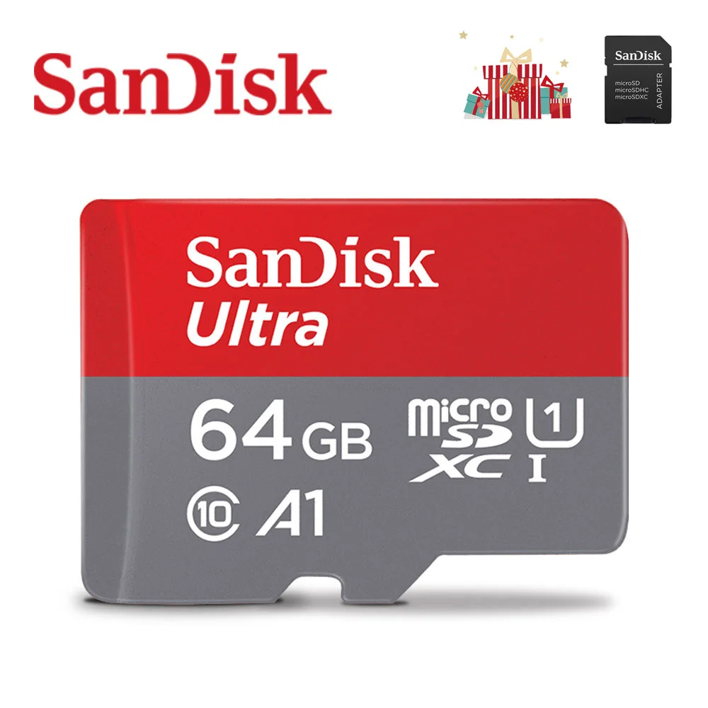 SD-QUNC-064G-KT Карта памяти SanDisk A1, 200 ГБ, 128 ГБ, 64 ГБ, 98 МБ/с./с, 32 ГБ, Micro sd карта, класс 10, UHS-1, флеш-карта, память Microsd, TF/sd карта s для планшета - Емкость: SD-QUNC-064G-KT