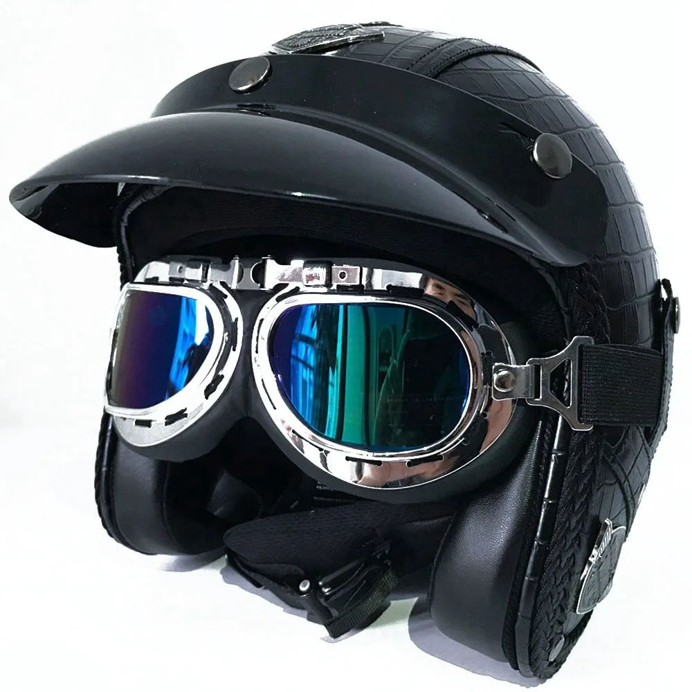 Мотоциклетный шлем в стиле ретро винтажный для мотокросса на все лицо с открытым