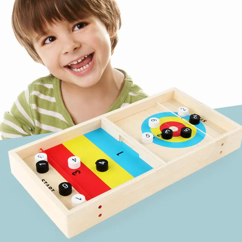Ice Fox Ball Board Games Adults Kids Wood Toy Classic Table Game Curling Montessori Pinball Kindergarten Supplies Baby Gift | Игрушки и