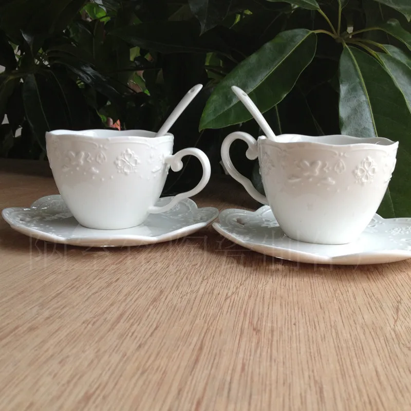 Embossed Lace Butterfly Coffee Cup and saucer set Ceramic tea Mori Young Hye | Дом и сад