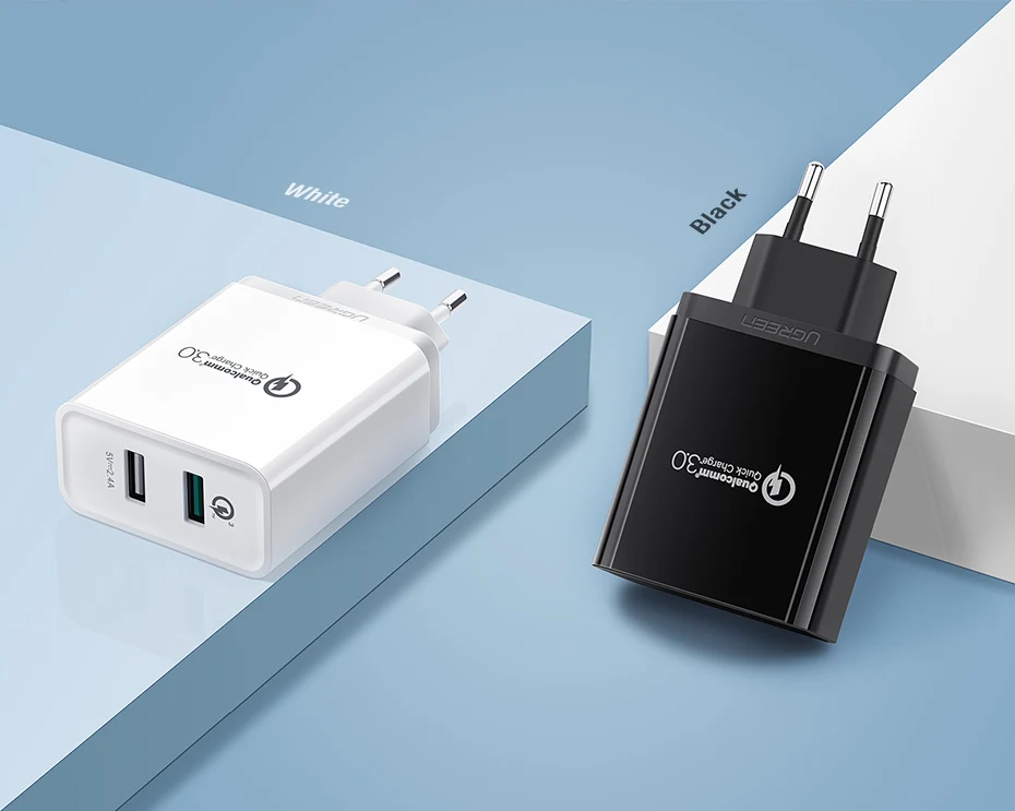 Ugreen Зарядное Устройство USB Qualcomm Быстрая Зарядка 3.0 30 Вт Быстрый Мобильный Телефон Зарядное Устройство(Быстрая Зарядка 2.0 Совместимый) для Samsung Huawei LG
