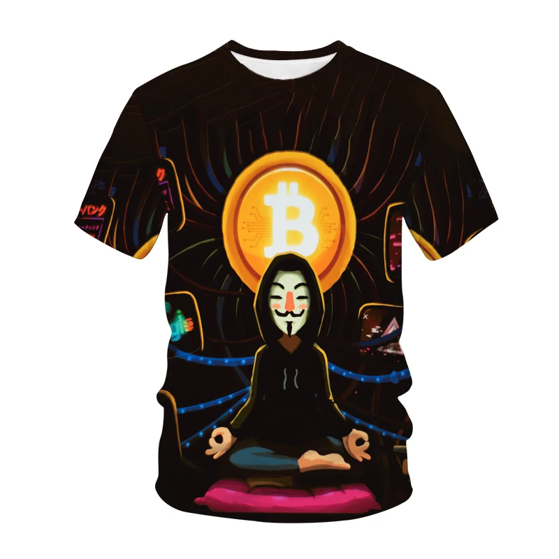 

2021 New Brand Dollar Oversized T-shirt 3D Printing Men's T-shirt Fashion Bitcoin Harajuku Casual Wear Masculina Gothic T-shirt