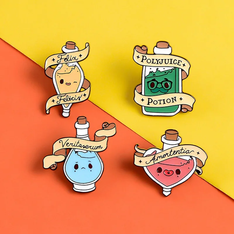 Волшебные любовные Зелия эмалевые заколки Мультяшные броши на лацкан булавка