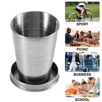 folding cup 304 stainless steel camping traveling outdoor camping hiking folding portable with keychain collapsible glass