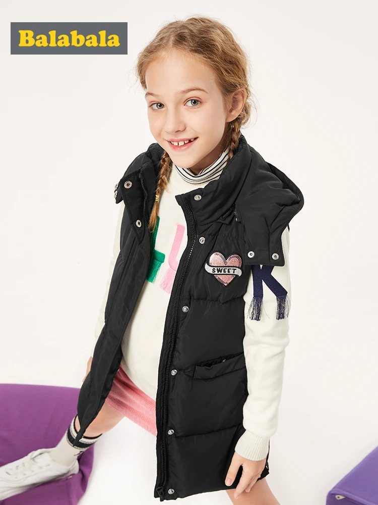 Пуховик для девочек Balabala Осень-зима 2019 модный жилет в Корейском стиле детей