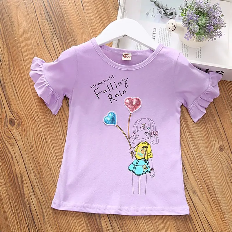 Детская футболка с принтом воздушных шаров для девочек летние топы коротким
