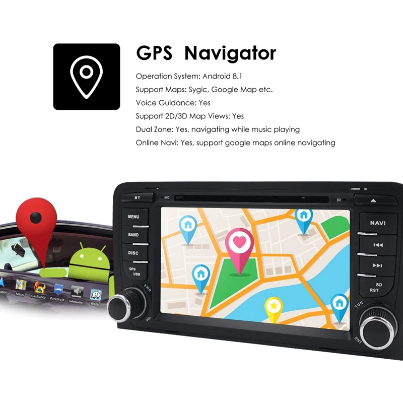 Android 9 0 2Din автомобильный DVD GPS 4G + 32G мультимедийный плеер Bluetooth стерео радио для-Audi A3
