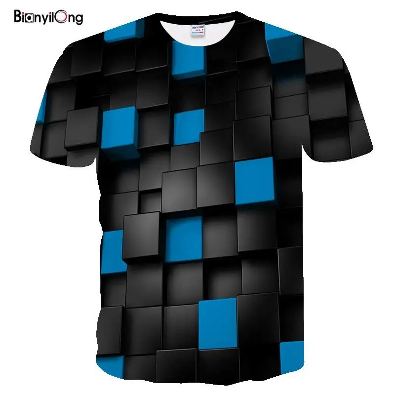 Модные мужские футболки женские с 3D принтом многоцветные квадраты унисекс