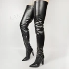 BERZIMERженские сапоги до бедра; Сапоги выше колена из искусственной кожи на блочном каблуке; Zapatos высокие женские сапоги; Большие размеры 39, 43, 44, 45, 47