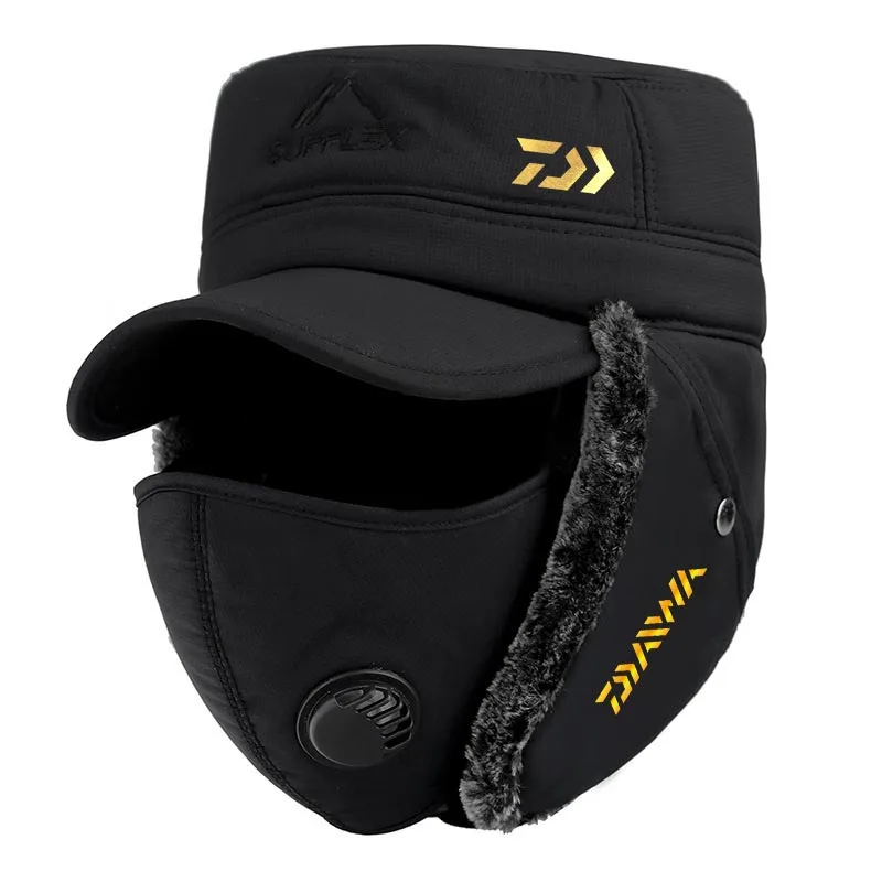 

Outdoor Fishing Cap Men Women Winter Lei Feng Cap Ear Protection Face Warm Windproof Waterproof Ski Velvet Thick Fishing Hats