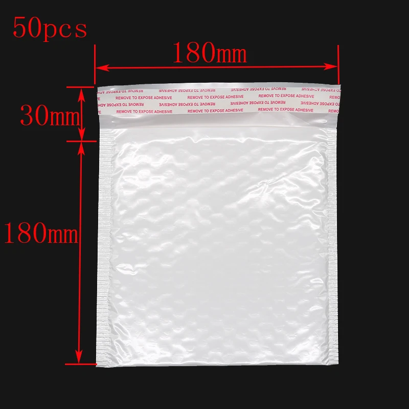 

(18 * 18cm + 3cm) White Ultra-Thin Bubble Bag Waterproof And Shockproof Pearl Film Envelope Logistics Office Stationery 50pcs