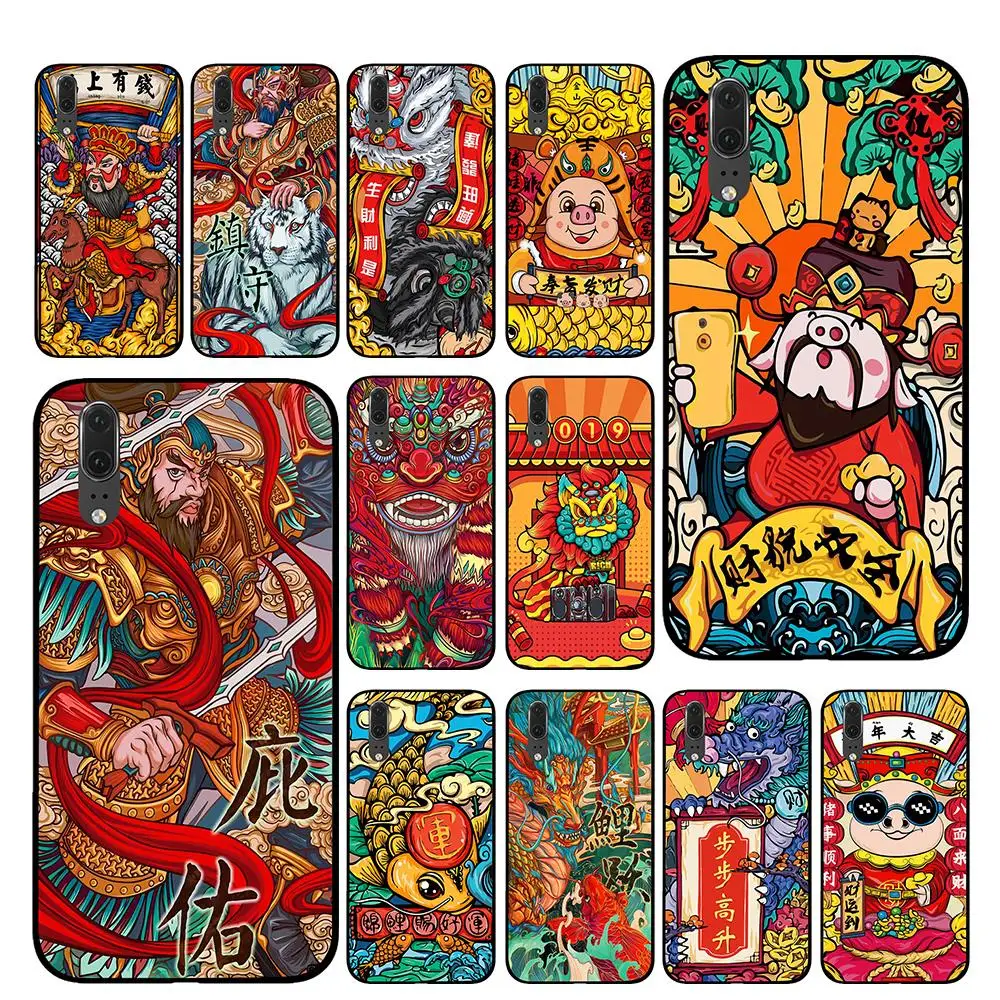 Китайские новогодние картины для Huawei Honor V9 V10 8 9 10 8X 5A 7A 5X Play Lite TPU чехлы телефонов |