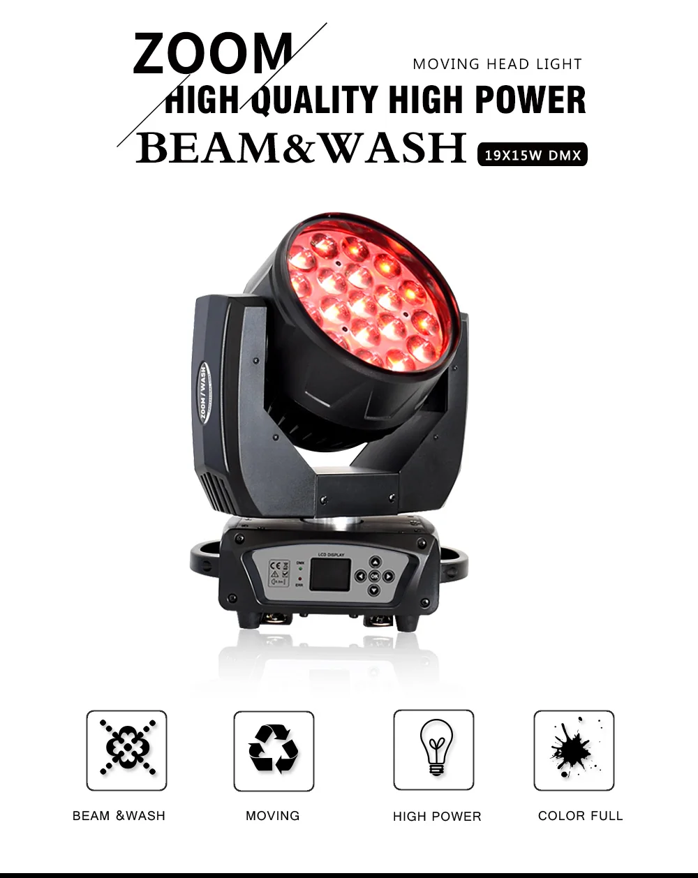 19*12 Вт Led RGBW мыть/зум свет 16 каналов DMX512 движущийся головной свет профессиональное освещение сцены и DJ/вечерние/сценический эффект освещения