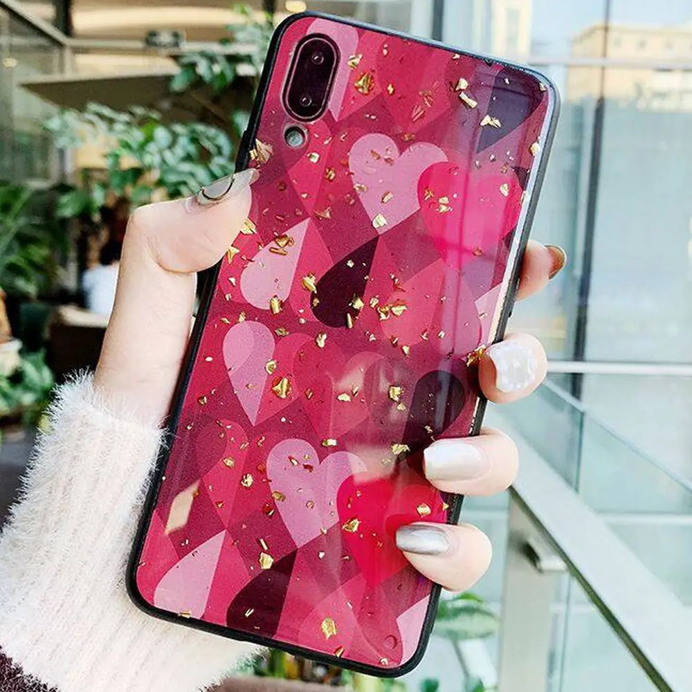 LCHULLE чехол с милым сердечком для IPhone XS MAX XR X 6 6S 7 8 Plus блестки из золотой фольги