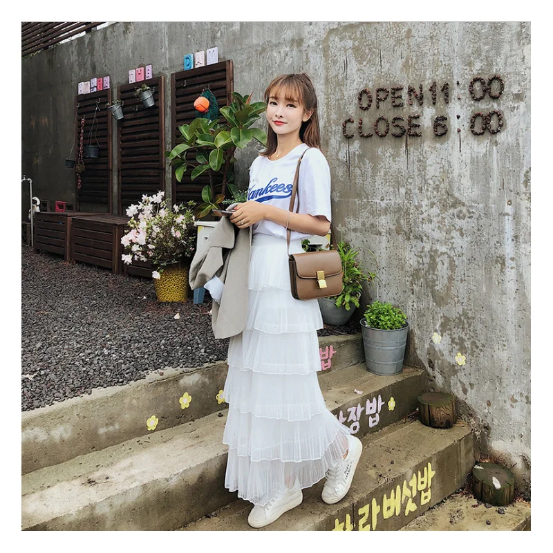 

Женская длинная юбка с оборками, белая юбка с высоким разрезом сбоку, на молнии, на заказ