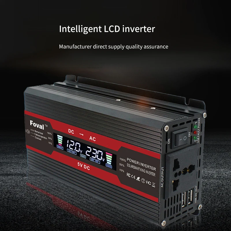 

Car LCD Display Solor Power Inverter DC 12V to AC 220V 230V Peak 1500W/2000W/2600W/3000W Voltage Converter Universal Socket