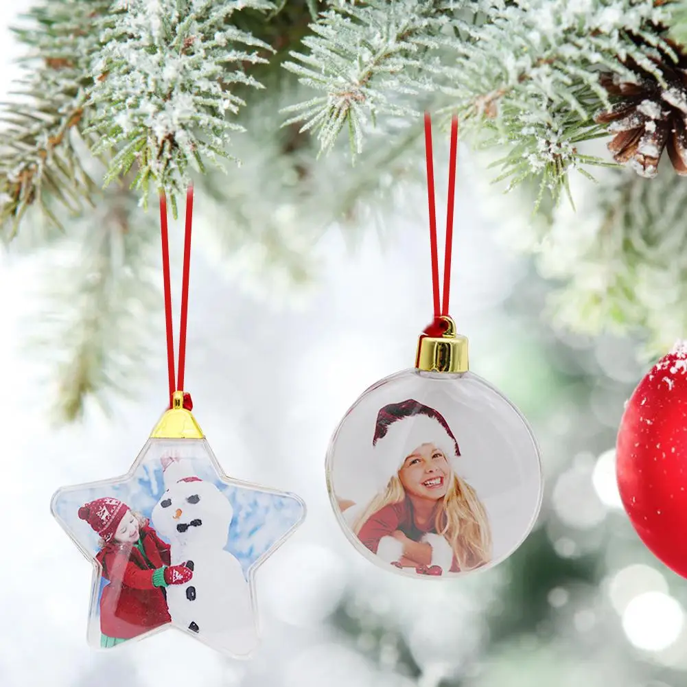 Christmas Transparent Plastic Photo Five-star Ball Christmas Decorations X-mas Tree Hanging Decor For Home Diy Party Kids Gifts
