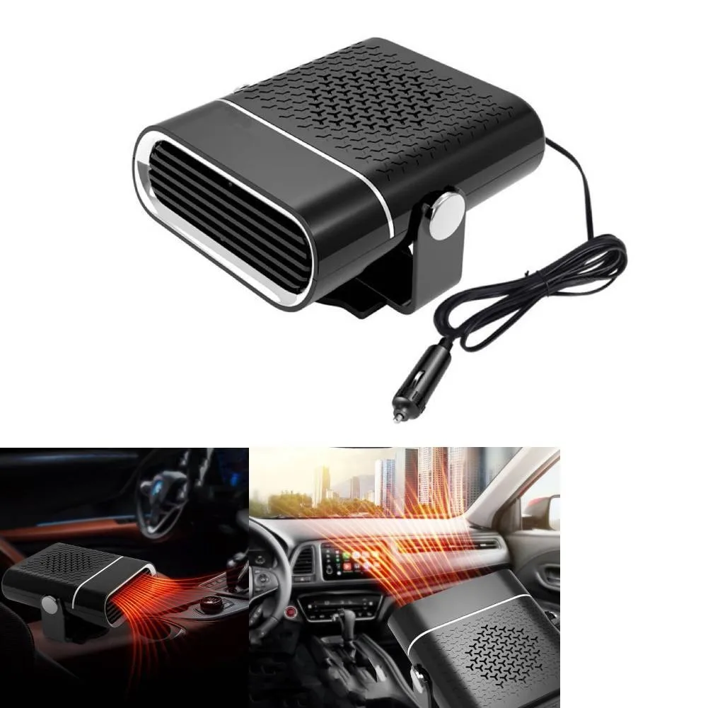 

24V 2 In 1 Portable Electric Car Heater Heating Cooling Fan Warmer Wind Defrosting Black ABS Snow Demister Defroster
