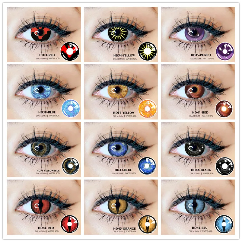 Цветные контактные линзы EYESHARE для глаз 2 шт. Аниме Косплей цветные ed синие