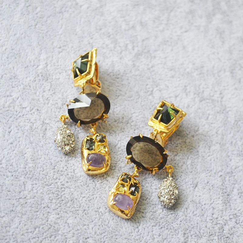 Нестареющие чудо латунные хрустальные серьги клипсы в виде люстры без отверстий