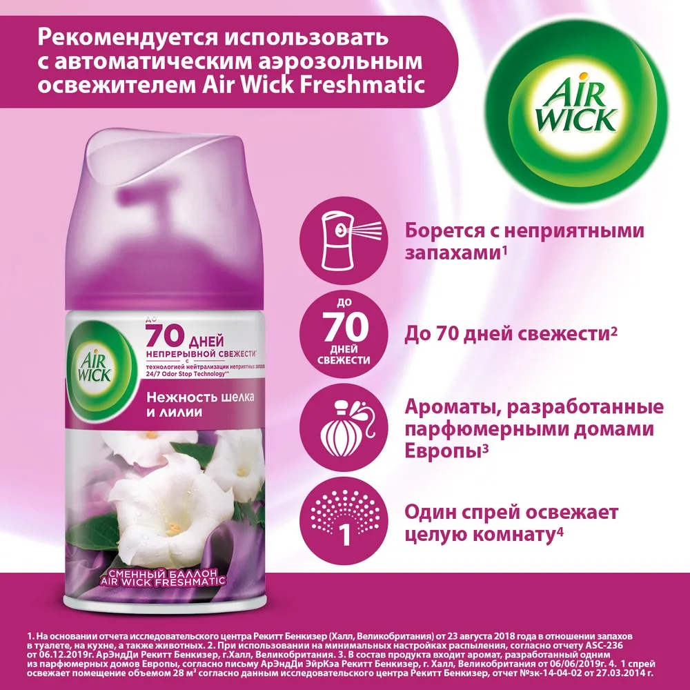 Автоматический освежитель воздуха AIR Wick Freshmatic сменный баллон 250мл в ассортименте