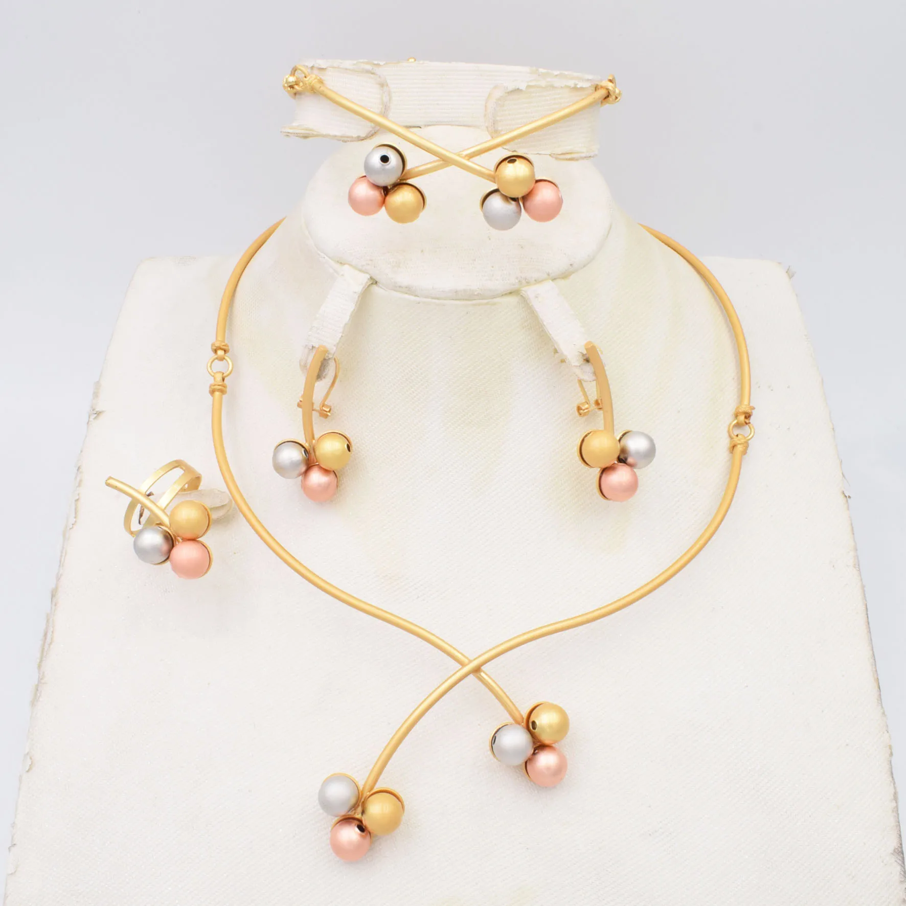 

High Quality Big flower Dubai Italy 750 Gold color Jewelry BIG Set For Women african beads jeweLry fashion set earring jewelry H