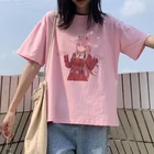Женские футболки с рисунком из аниме любимый в Фране, розовые милые футболки с рисунком килуа зодика, винтажный принт в эстетике Y2k, японская одежда