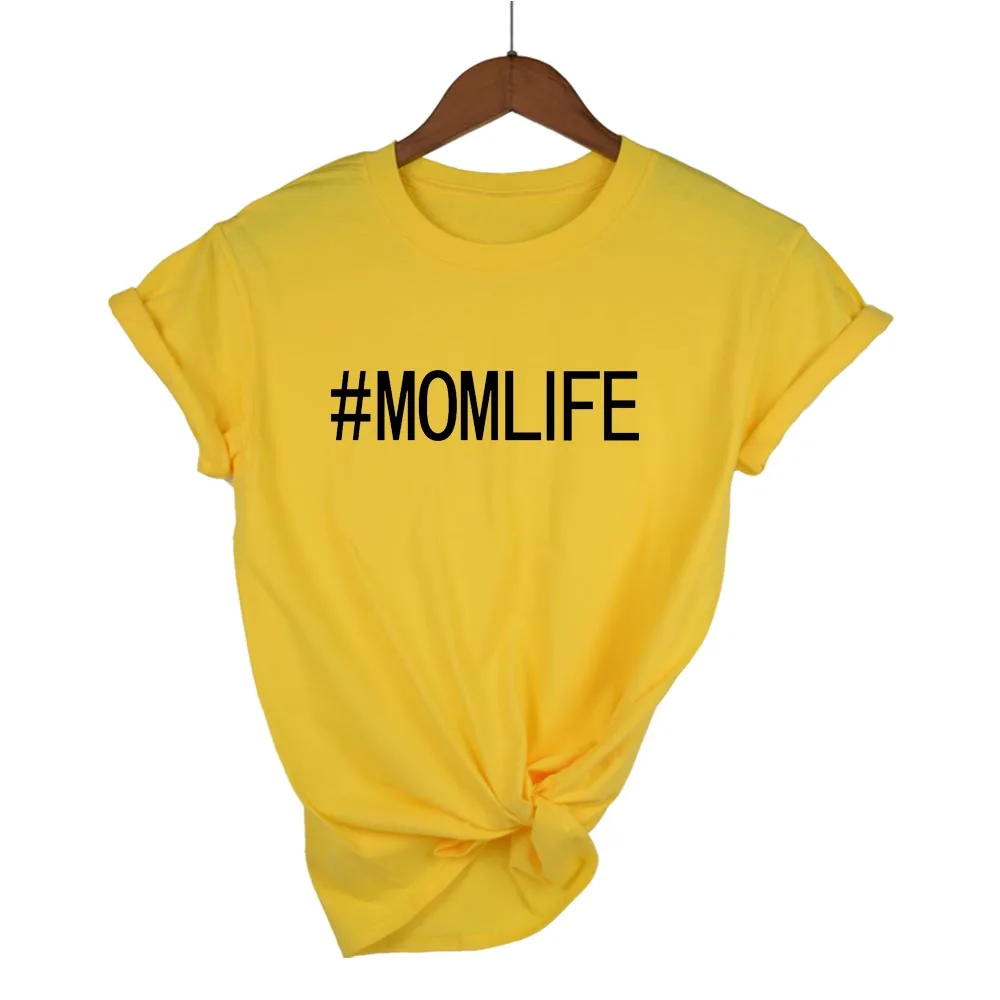 # MOMLIFE/женская футболка с буквенным принтом Хлопковая Повседневная забавная для