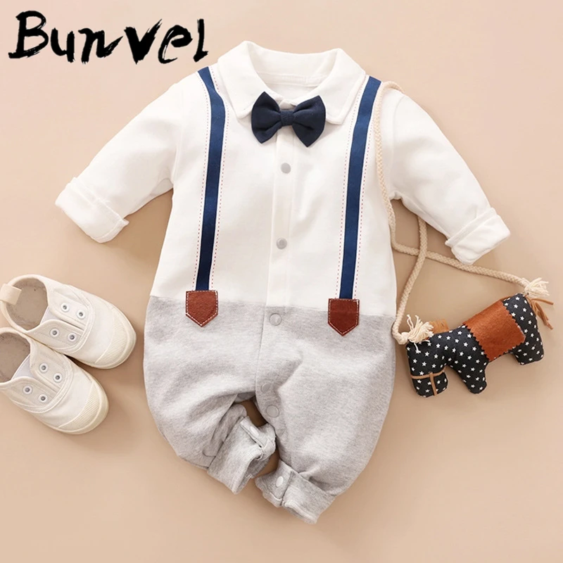 White Bunvel/Одежда для новорожденных девочек; комбинезон с длинными рукавами и галстуком; комбинезон с рисунком; Одежда для маленьких девочек; костюм новорожденного ребенка - Цвет: White