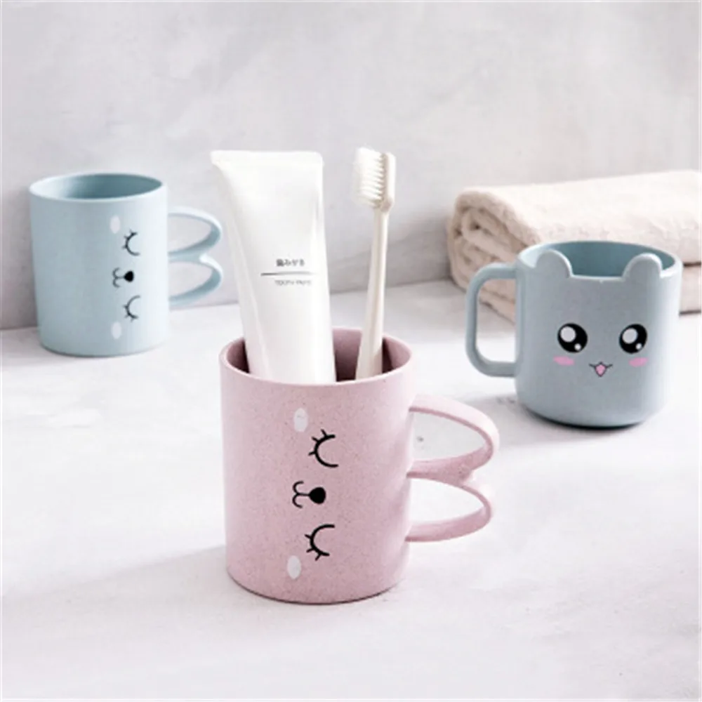 

Creative Wheat Straw Cartoon Expression Mouthwash Cup Children Brushing Plastic Cup Household Toothbrush Cup Bathroom Accessory
