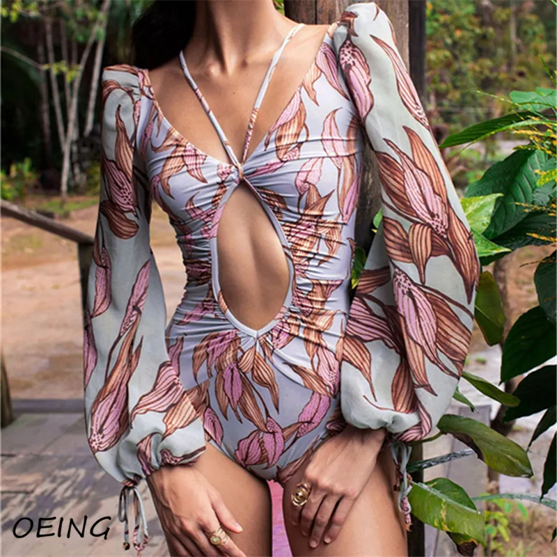 

Plus Size Long Sleeve Jumpsuit for Women Swimwear Set Sexy 2021 Sexy Swimwear Women Push Up Swimwear