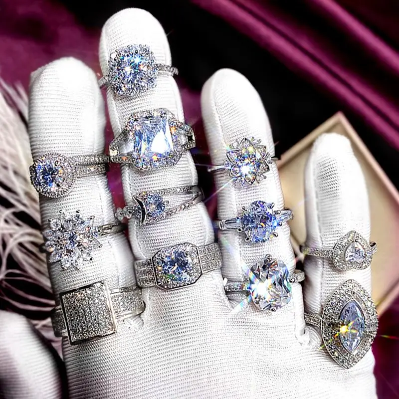 

CAOSHI Shiny Zirconia Series Wedding Rings For Lady High-quality Silver Color Aesthetic Accessories Statement Jewelry Wholesale