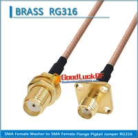 dual sma female washer bulkhead nut to sma female 4 hole flange pigtail jumper rg316 extend cable low loss