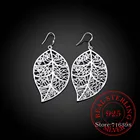 Новое поступление FineJewelry 100% Настоящее серебро 925 пробы Модные Винтажные корейские длинные полые серьги-подвески с листьями для женщин 2020