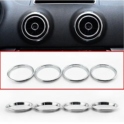 

4pcs Silver Front Dashboard Console Air Outlet Vent Cover Ring For Audi A3 8V 2014-2015