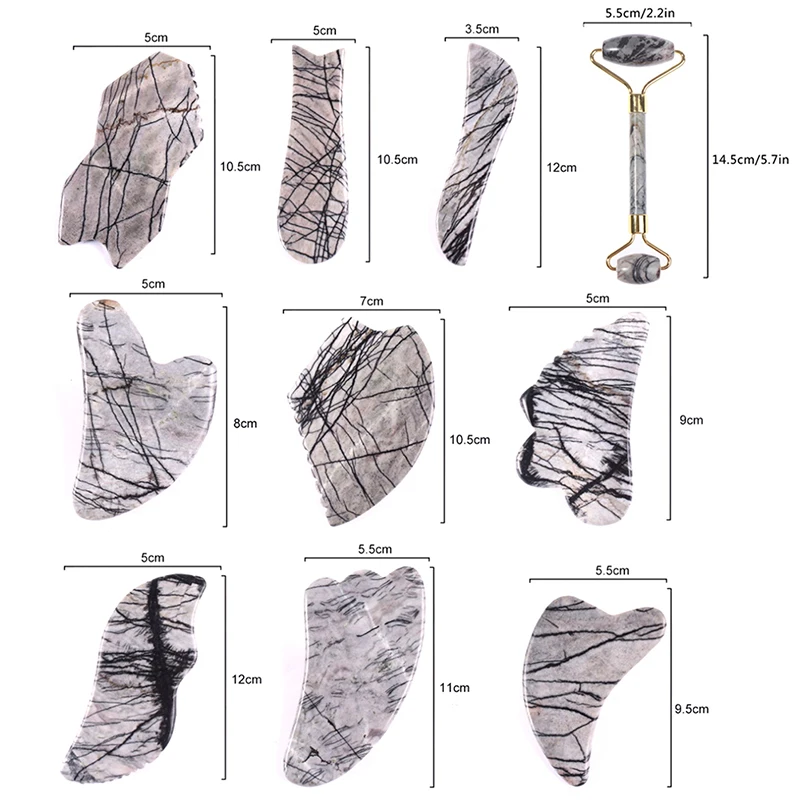 

1PCS Gua Sha Scraper Face Massager Natural Facial Roller Acupunture Therapy Healing Stone For Body Neck Head Massage