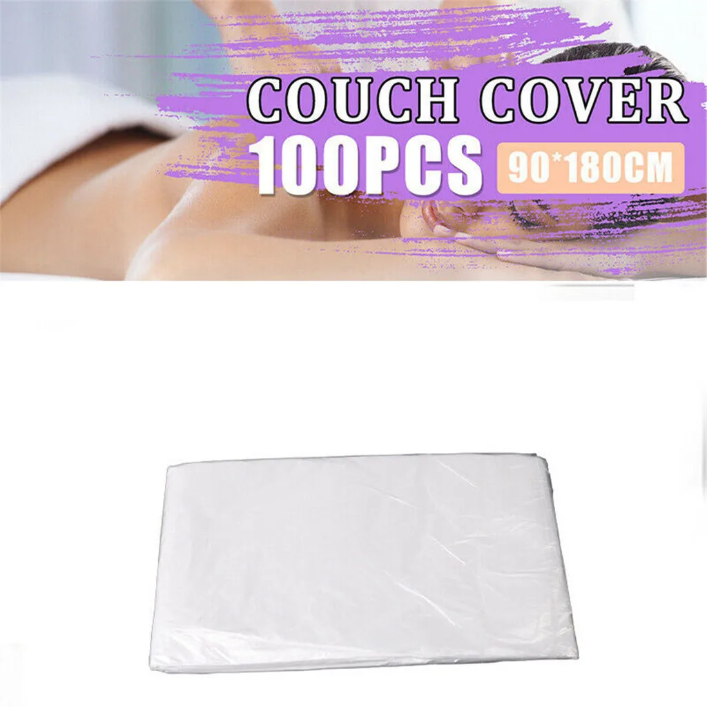 

35#35#100pcs/Set Couch Cover Cosmetic Salon Sheets SPA Massage Bed Table Cover Sheets Plastic Transparent Beauty Bed Wateproof