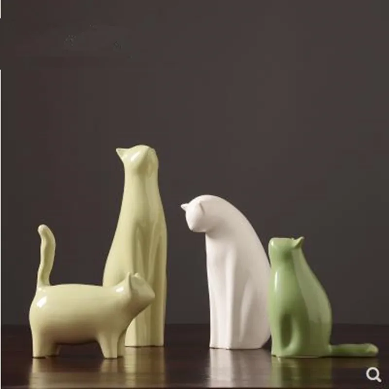 Домашние украшения керамические кошачьи поделки статуи животных для офиса