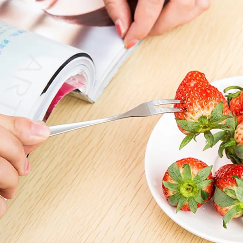 

Minimalist Modern Creative Kitchen Tableware Stainless Steel Fruit Fork Children Fruit Stick Western Food Small Fork Cake Fork