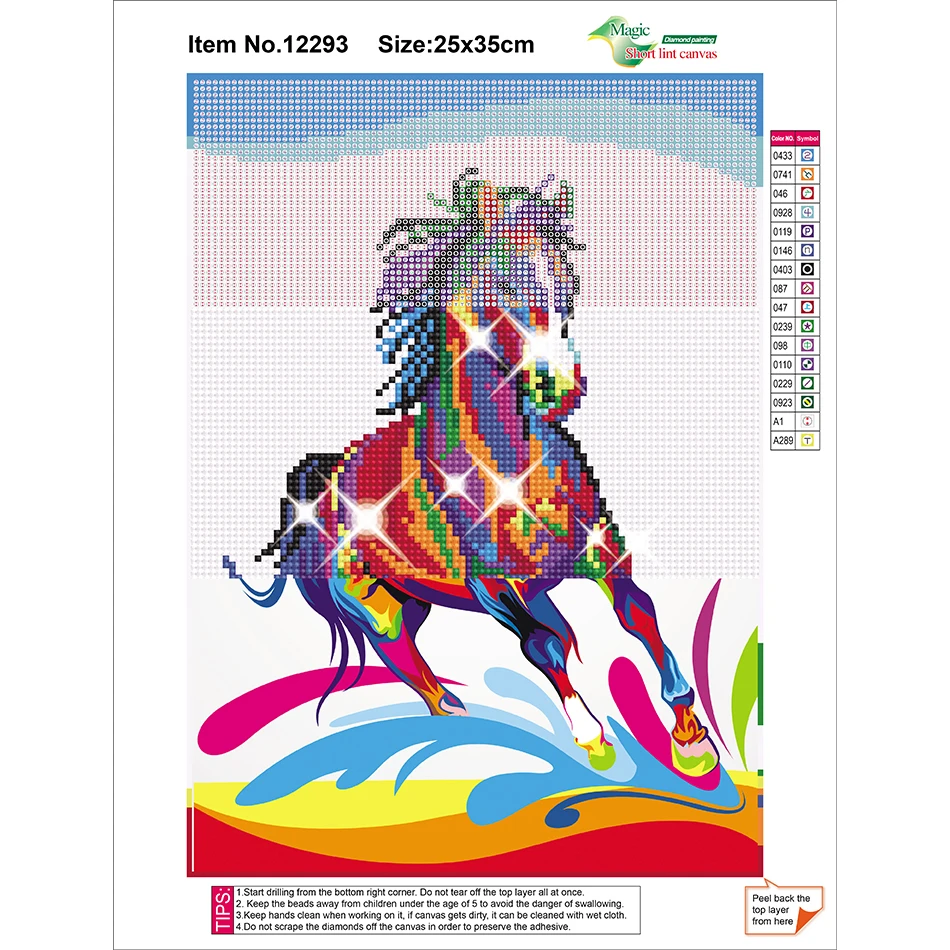 

Animal Mosaic Picture DIY Diamond Painting Galloping Colorful Horse Resin Full Round Diamond Embroidery Handwork Home Decoration